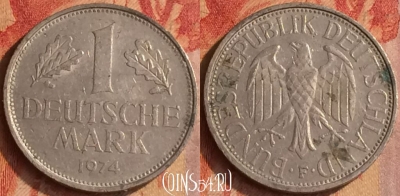 Германия 1 марка 1974 года F, KM# 110, 193o-058