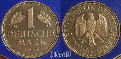 Германия 1 марка 1975 года F, KM# 110, PROOF, 401o-055