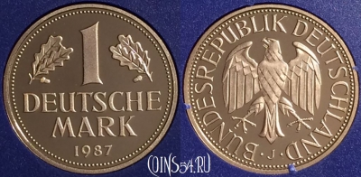 Германия 1 марка 1987 года J, KM# 110, PROOF, 401o-113