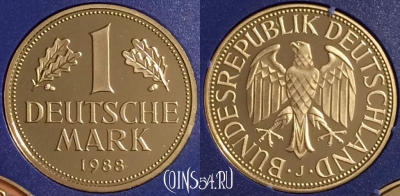 Германия 1 марка 1988 года J, KM# 110, PROOF, 401o-123