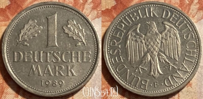 Германия 1 марка 1989 F, KM# 110, 494р-116