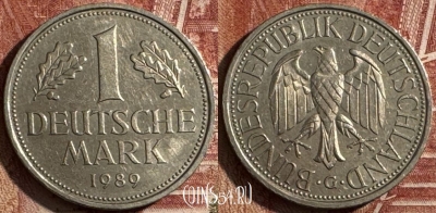 Германия 1 марка 1989 G, KM# 110, 504s-116