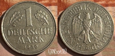 Германия 1 марка 1989 G, KM# 110, 513s-067