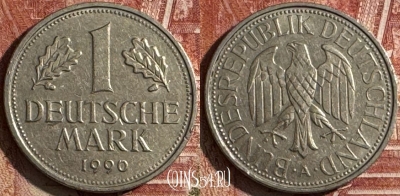 Германия 1 марка 1990 A, KM# 110, 504s-095