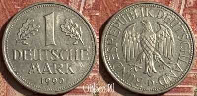 Германия 1 марка 1990 D, KM# 110, 504s-103