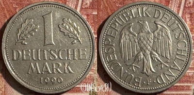 Германия 1 марка 1990 F, KM# 110, 504s-082