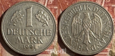 Германия 1 марка 1991 A, KM# 110, 504s-084