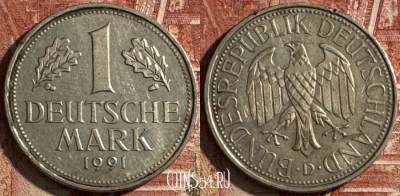 Германия 1 марка 1991 D, KM# 110, 504s-105