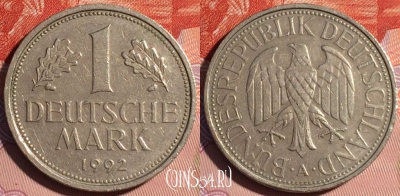 Германия 1 марка 1992 года, KM# 110, 114d-053