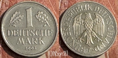 Германия 1 марка 1993 F, KM# 110, 125s-061