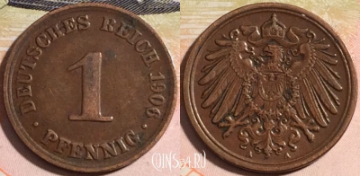 Германия 1 пфенниг 1906 года A, KM# 10, a081-102