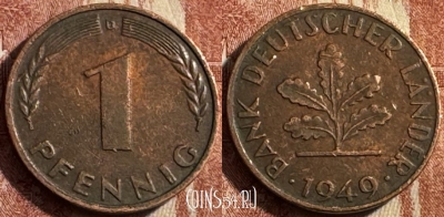 Монета Германия 1 пфенниг 1949 года D, KM# A101, 041s-109