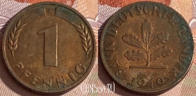 Германия 1 пфенниг 1949 F, KM# A101, 367p-099
