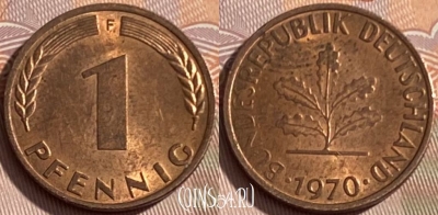 Германия 1 пфенниг 1970 F, KM# 105, 275q-104