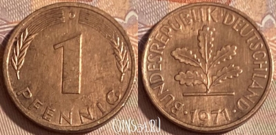 Германия 1 пфенниг 1971 D, KM# 105, 385p-125