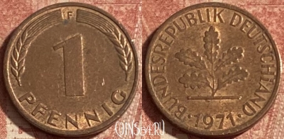 Германия 1 пфенниг 1971 F, KM# 105, 259p-078