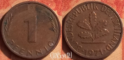 Германия 1 пфенниг 1971 года G, KM# 105, 437o-096