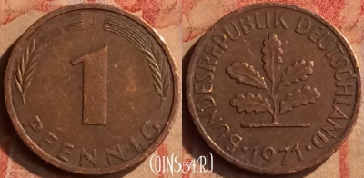 Германия 1 пфенниг 1971 года J, KM# 105, 415-115