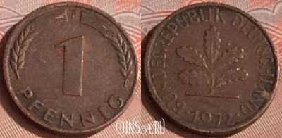 Германия 1 пфенниг 1972 года F, KM# 105, 314o-040