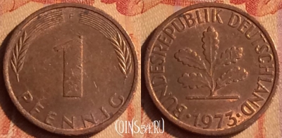 Германия 1 пфенниг 1973 года F, KM# 105, 097o-140