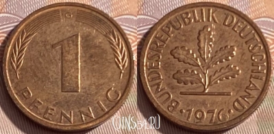 Германия 1 пфенниг 1976 G, KM# 105, 258q-033