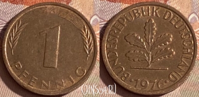 Германия 1 пфенниг 1976 года G, KM# 105, 374p-114