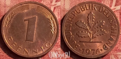 Германия 1 пфенниг 1976 года J, KM# 105, 356o-082