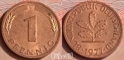 Германия 1 пфенниг 1977 года D, KM# 105, 311o-090