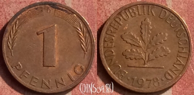 Германия 1 пфенниг 1978 года D, KM# 105, 427-028