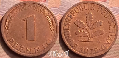 Германия 1 пфенниг 1979 года G, KM# 105, 429-030