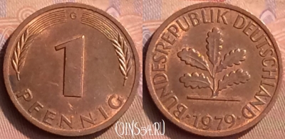 Германия 1 пфенниг 1979 года G, KM# 105, 444-078