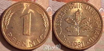 Германия 1 пфенниг 1981 года D, KM# 105, 374p-119