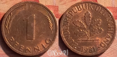 Германия 1 пфенниг 1981 года F, KM# 105, 278n-040