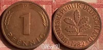 Германия 1 пфенниг 1982 года G, KM# 105, 129m-141
