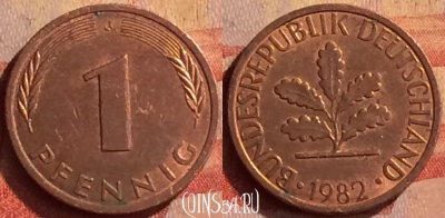Германия 1 пфенниг 1982 года J, KM# 105, 315n-117