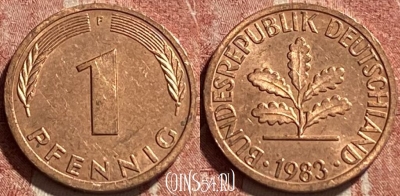 Германия 1 пфенниг 1983 F, KM# 105, 075r-041