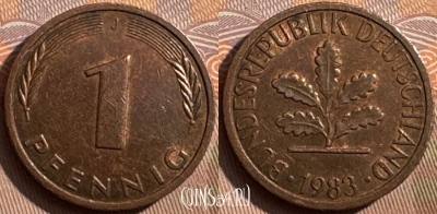 Германия 1 пфенниг 1983 J, KM# 105, 388s-133