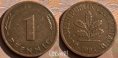 Германия 1 пфенниг 1984 D, KM# 105, 393s-084