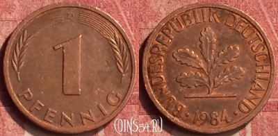 Германия 1 пфенниг 1984 года D, KM# 105, 409-056