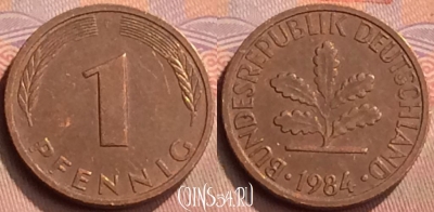 Германия 1 пфенниг 1984 года F, KM# 105, 430-007