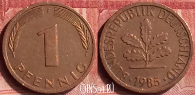 Германия 1 пфенниг 1985 года F, KM# 105, 074m-115