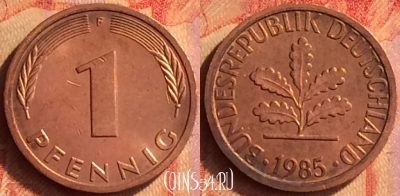 Германия 1 пфенниг 1985 года F, KM# 105, 437o-094