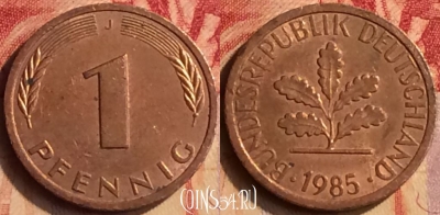 Германия 1 пфенниг 1985 года J, KM# 105, 404-009