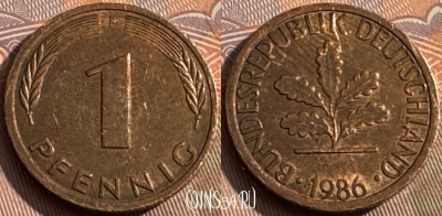 Германия 1 пфенниг 1986 F, KM# 105, 160s-001