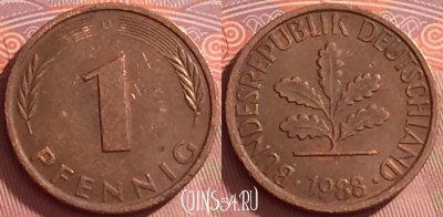 Германия 1 пфенниг 1988 года D, KM# 105, 278l-083