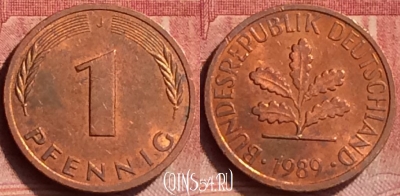 Германия 1 пфенниг 1989 года J, KM# 105, 050l-159