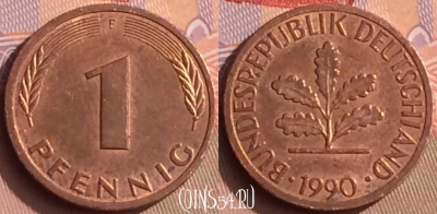 Германия 1 пфенниг 1990 года F, KM# 105, 448-020