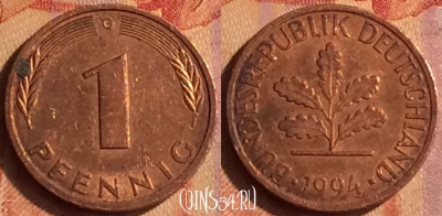 Германия 1 пфенниг 1994 года G, KM# 105, 098o-022