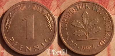 Германия 1 пфенниг 1994 года J, KM# 105, 437-090
