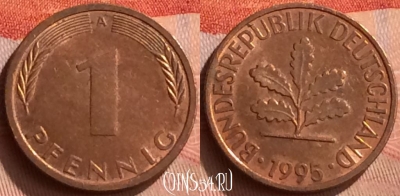 Германия 1 пфенниг 1995 года A, KM# 105, 258n-096
